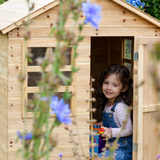Kids Heavy Duty Beautifully Crafted Montessori Natural Fir Outdoor Wooden Playhouse | Wendy House | 18m+