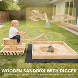 Wooden kids sand pit with digger for ages 3 plus