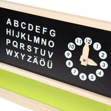 Kids Wooden Easel |  Magnetic Whiteboard & Blackboard with Clock & Paper Roll  | 3 Years and up