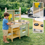 Montessori Mud Kitchen | Toy Kitchen Set | Working Tap, Water Butt & Sink | Storage & Accessories