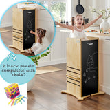 FunPod Original Toddler Tower | The Safest Learning Tower | Natural with Chalkboards