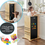 FunPod Toddler Tower | Magnetic Chalkboard Sides | The Safest Learning Tower | Natural