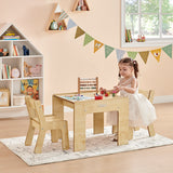 Montessori Wooden Toddler Table & 2 Chairs | Natural | FunStation Duo by Little Helper