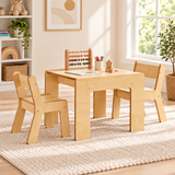 Wooden toddler table and chair set for 2 children – natural finish by Little Helper