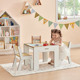 Little Helper Montessori Wood FunStation Duo Childrens Table & Chairs Set for 2 | White 
