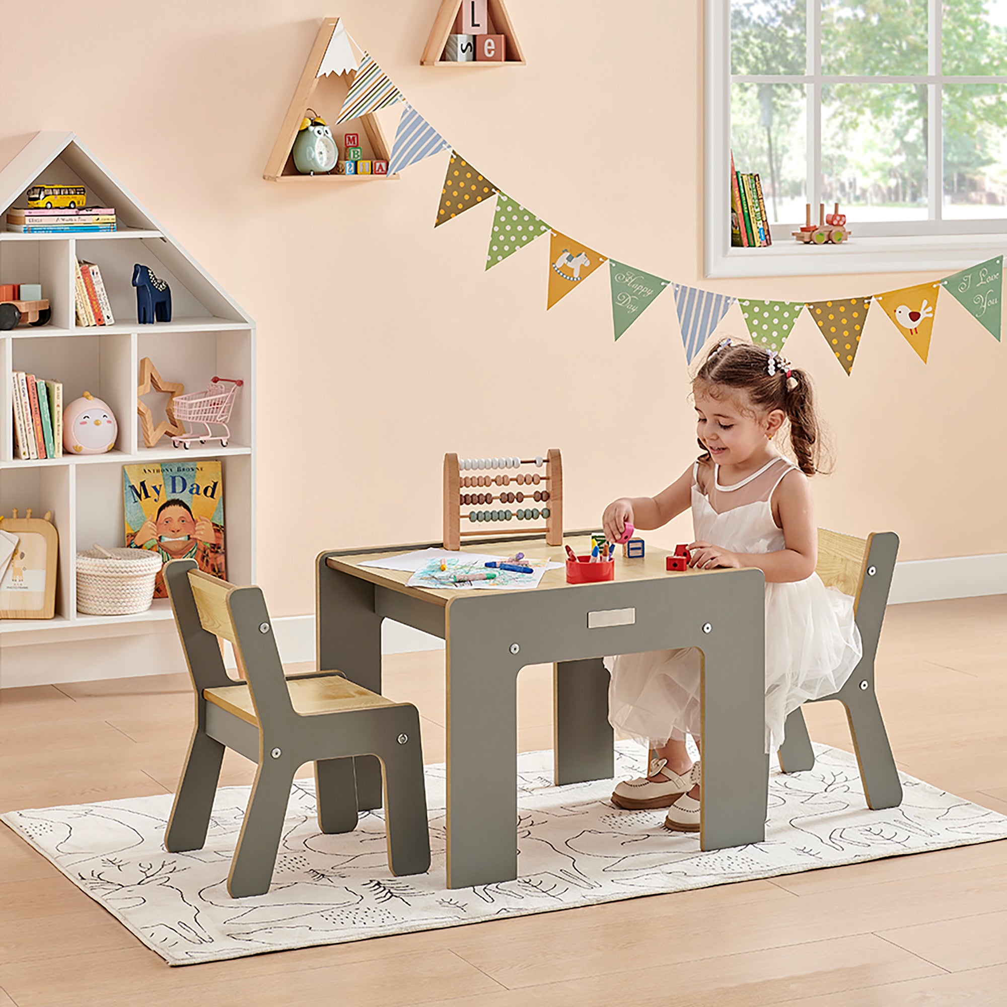 Set Tavolo E 2 Sedie Montessori FUNLIO - Regolabile Per Bambini 1-3 Anni - Foto 10