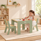 Little Helper FunStation Duo toddler table and two chairs in natural and sage green