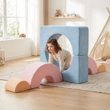 Cushioned soft play climbing shapes for an indoor playroom in pastels