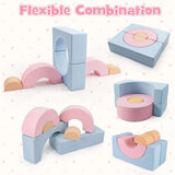 Suede-effect toddler climbing blocks with removable covers
