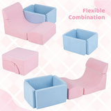 Pink and blue foam soft play blocks for toddlers indoors