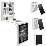 Montessori Space-Saving Wall Mounted Desk | Floating Desk | Blackboard | Storage | White | 5-12 Years