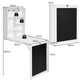 Montessori Space-Saving Wall Mounted Desk | Floating Desk | Blackboard | Storage | White or Grey | 5-12 Years