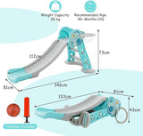 3-in-1 First Folding Slide | Garden Climber Slide Set with Basketball Hoop | Blue | 18m+