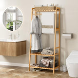 Eco Clothes Rail with Shelves & Hooks | FSC Bamboo Wood ideal for bathrooms