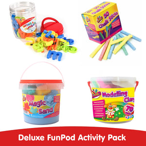 Deluxe Activity Pack | 70pc Modelling Clay | Magic Sand | Magnetic Letters & Numbers | 50pc Chalks
