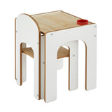 High quality and compact toddler table and chair with arms in white and natural finish