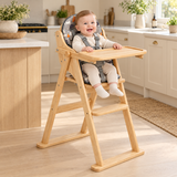 Grey woodland padded cushion for Little Helper folding wooden high chair