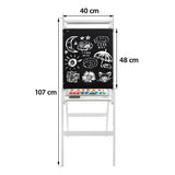 Height Adjustable Montessori Double Sided Wooden Easel | Magnetic | Whiteboard, Magnets & Chalk | Paper Roll | White | 1.07m high x 40cm wide
