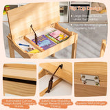 Wooden kids desk with slow close lid hidden storage and side hook