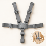 Grey five-point safety harness for the Little Helper folding wooden high chair, removable for replacement