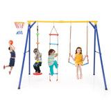 Heavy Duty Swing Set with 1 Basketball Hoop and 1 Adjustable Belt Swing