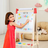 3-in-1 Kids Height Adjustable 2-Sided Wooden Art Easel | Magnetic Whiteboard and Blackboard