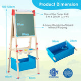 Adjustable Double Sided Kids Easel with blackboard and magnetic whiteboard