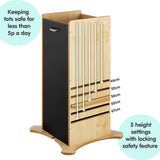 FunPod Toddler Tower | Magnetic Chalkboard Sides | The Safest Learning Tower | Natural
