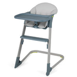 Modern blue/grey baby highchair with adjustable BPA free tray and supportive backrest