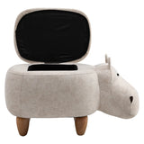 Childrens 4-in-1 Stool, Storage Box, Footrest & Seat | Toy Box | Super Cute Hippo Design