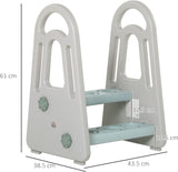 Wielofunkcyjny stołek Montessori z antypoślizgowym tworzywem sztucznym dla malucha | Miętowo-szary | Wiek 2-5 lat