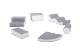 Große Montessori-Softspielgeräte für den Innenbereich | 6-teiliges Schaumstoff-Spielset mit Stufe | Grau & Weiß | 6 Monate plus