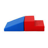 Pequeno equipamento de brincar macio | Conjunto de jogo de espuma para escalada e deslizamento de 2 peças | azul e vermelho | 6m+