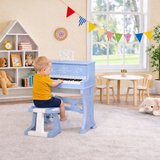 Montessori 37 Keys Mini Grand Piano & Stool with Microphone | Blue