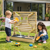 Montessori Outdoor Water Wall & Sand Wall | Childrens Sand & Water Play | 18pc Accessories | 3 Years+