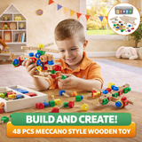 Montessori Eco-Wooden 48 Piece Vehicle Construction Set | Wooden Toy | 3 years+