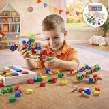 Montessori Eco-Wooden 48 Piece Vehicle Construction Set | Wooden Toy | 3 years+