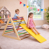 3-in-1 Eco Wood Folding Climbing Frame | Montessori Pikler Triangle | Slide & Climber | 1-6 Years