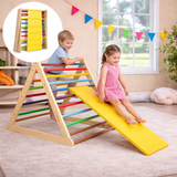 3-in-1 Eco Wood Folding Climbing Frame | Montessori Pikler Triangle | Slide & Climber | 1-6 Years