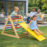 3-in-1 Eco Wood Folding Climbing Frame | Montessori Pikler Triangle | Slide & Climber | 1-6 Years