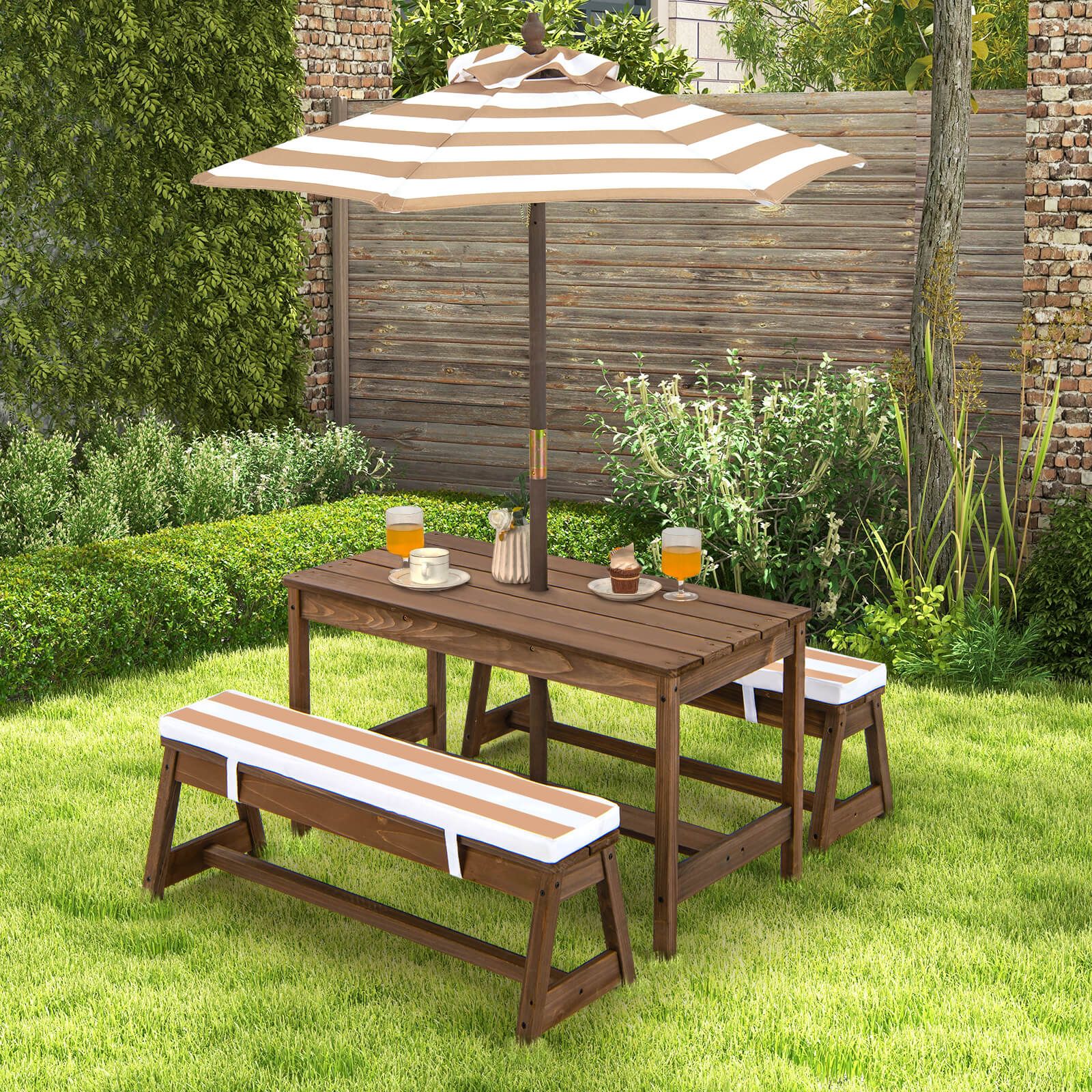 Children s Picnic Bench with Removable Cushions Umbrella www.littlehelper