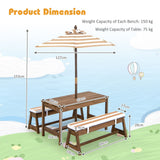 2-in-1 Children’s Picnic Bench | Removable Cushions & Umbrella | Indoor and Outdoor Use