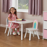 Ensemble table et 2 chaises en bois licorne pour enfant | Blanc | 2 ans +