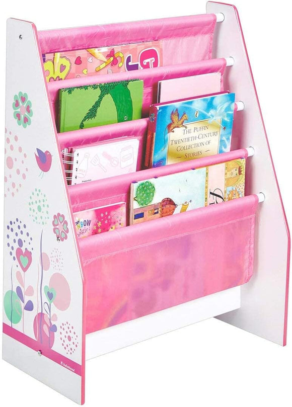 Princess Pink 4 Tier Sling BookCase | Childrens Bookcase | Kids Bookshelf