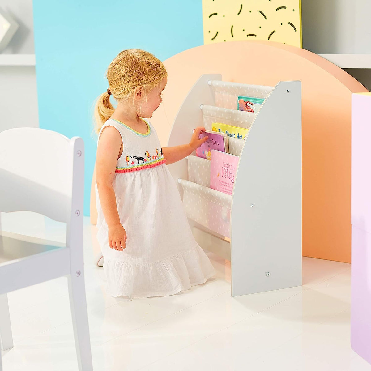 White Starry Night 4 Tier Sling BookCase | Childrens Bookcase | Kids B ...