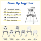 krzesełko dziecięce 5 w 1 rozkładane, szare, plastikowe | niskie krzesło | zestaw stół i krzesła