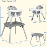 5-In-1 Convertible Grey Plastic Baby High Chair | Low Chair | Table & Chair Set