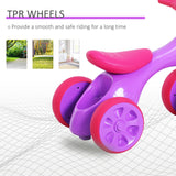 Bicicleta infantil de 4 rodas com som | Bicicleta de equilíbrio | Armazenamento | Rosa Roxo | 18-36m