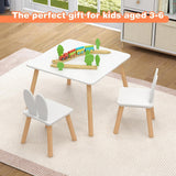 White Wooden Table and 2 Chairs Set | Kids Modern Activity Desk | White | Solid Wood