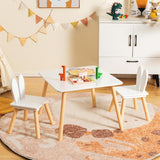 Children's White Wooden Table and 2 Chairs Set | Kids Modern Activity Desk | White | Solid Wood